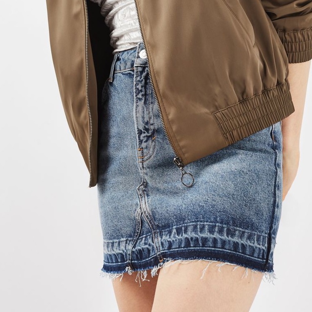Topshop Moto Let Down Hem Denim Mini Skirt